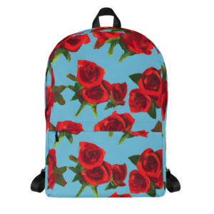 Red Roses Cyan Background Backpack